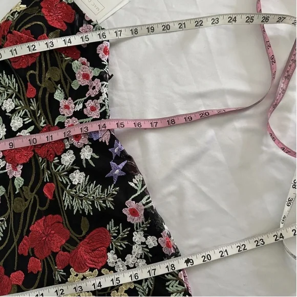 NWT $598 Mac Duggal‎ [ 8 ] Floral Lace Embroidered Sweetheart Gown Black Red - Picture 4 of 16